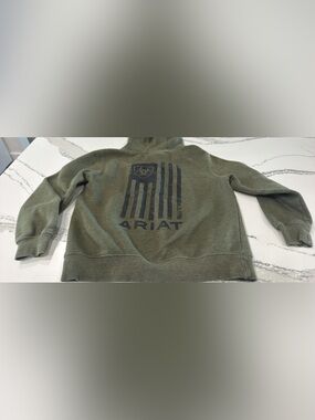 Ariat Olive Green Crewneck Pullover with Navy Logo